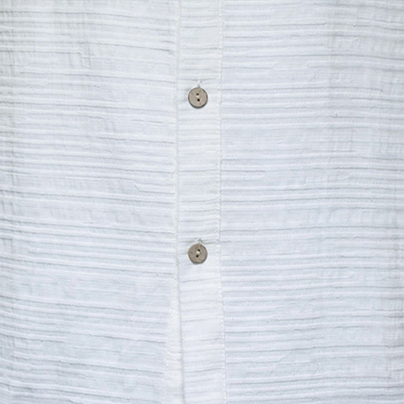 Traje de espiga de algodón y lino con botones de rana y color liso con Buddha Stones para hombre  - image 18