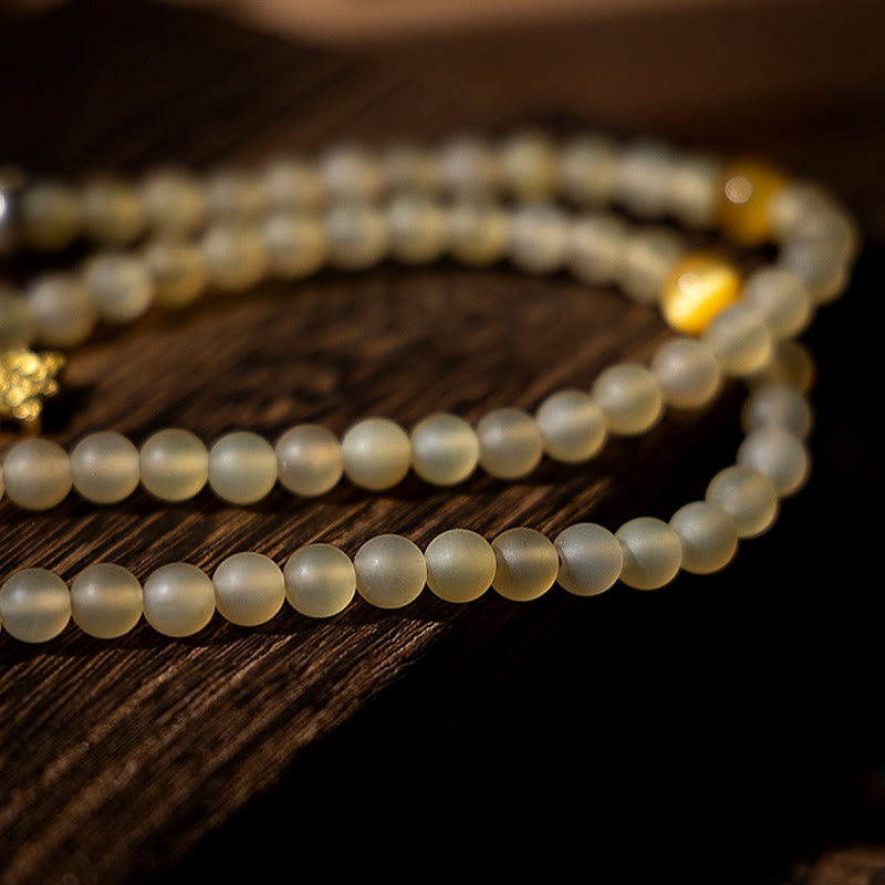 Pulsera de riqueza de cuerno de oveja natural de Buda del Buddha Stones con 108 cuentas de Mala del zodíaco chino