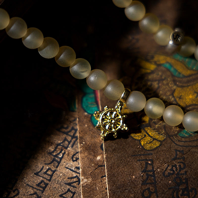 Pulsera de riqueza de cuerno de oveja natural de Buda del Buddha Stones con 108 cuentas de Mala del zodíaco chino