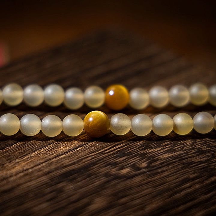 Pulsera de riqueza de cuerno de oveja natural de Buda del Buddha Stones con 108 cuentas de Mala del zodíaco chino