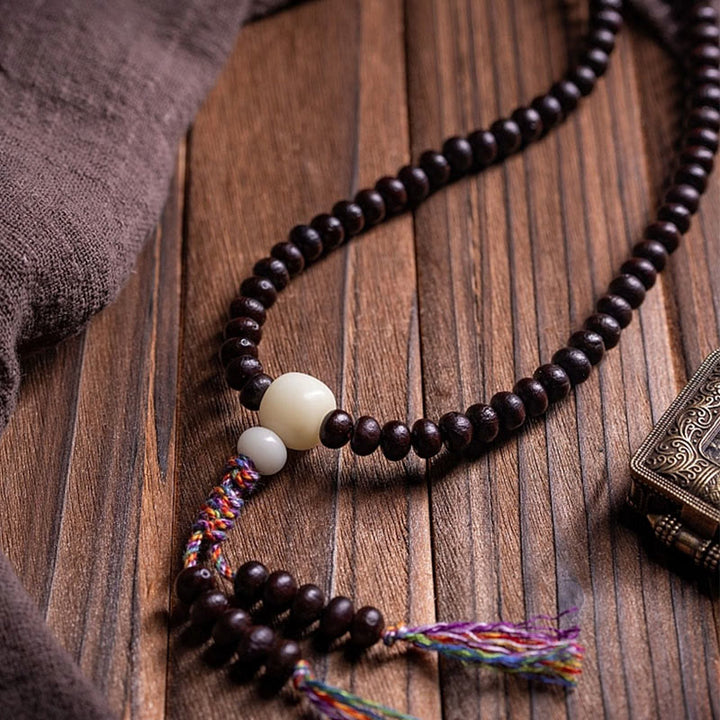 Pulsera de la paz con cuerda de colores y semillas de Bodhi y cuenco con 108 Buddha Stones