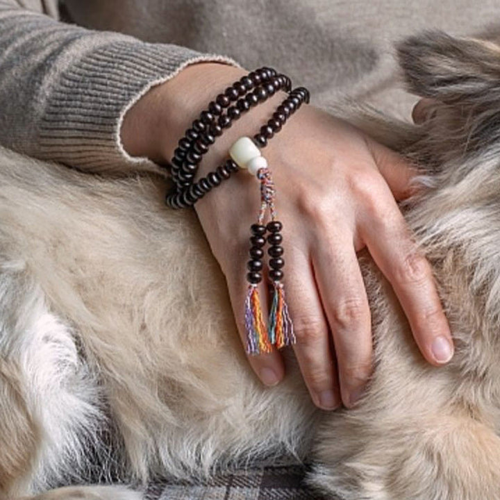 Pulsera de la paz con cuerda de colores y semillas de Bodhi y cuenco con 108 Buddha Stones