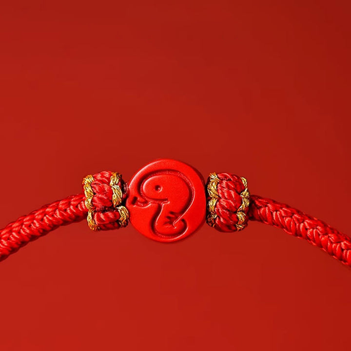 Pulsera de protección de la suerte con nudo de cinabrio y ocho hilos con Buddha Stones y zodíaco chino