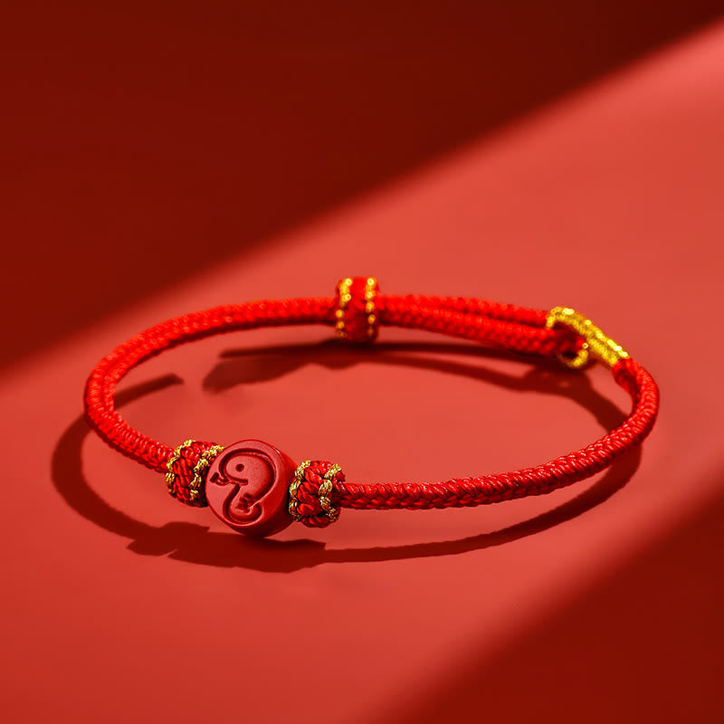 Pulsera de protección de la suerte con nudo de cinabrio y ocho hilos con Buddha Stones y zodíaco chino