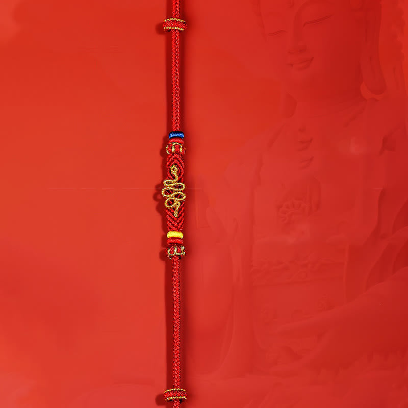 Pulsera trenzada de protección del año de la serpiente con nudo de la paz de ocho hilos y Buddha Stones