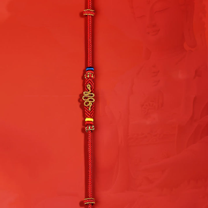 Pulsera trenzada de protección del año de la serpiente con nudo de la paz de ocho hilos y Buddha Stones