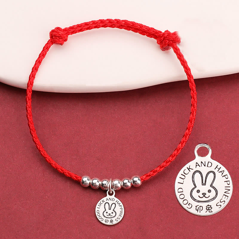 Pulsera protectora de plata de ley 999 con hilo rojo y Buddha Stones del zodíaco chino para niños