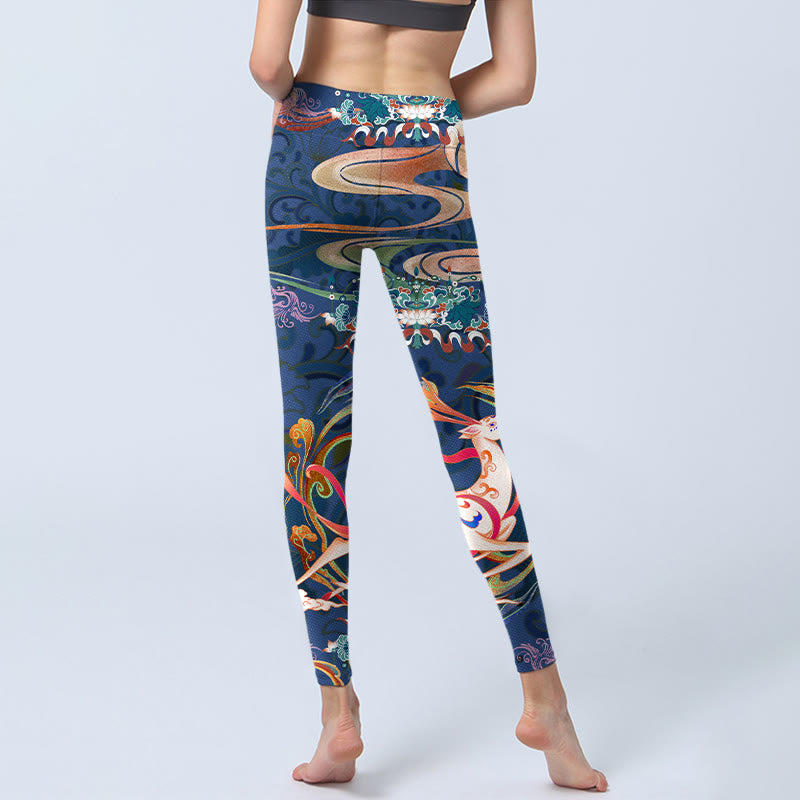 Pantalones de yoga para mujer con diseño de Buddha Stones, nubes auspiciosas y loto - image 7