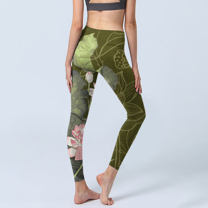Leggings deportivos con estampado de loto y Buddha Stones para mujer - image 5