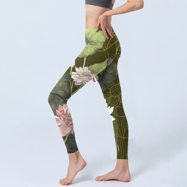 Leggings deportivos con estampado de loto y Buddha Stones para mujer - image 3