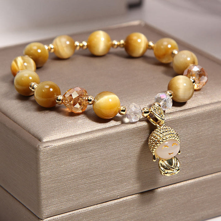 Pulsera de protección de Buda con Buddha Stones y ojo de tigre amarillo para meditación