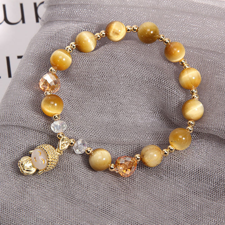 Pulsera de protección de Buda con Buddha Stones y ojo de tigre amarillo para meditación
