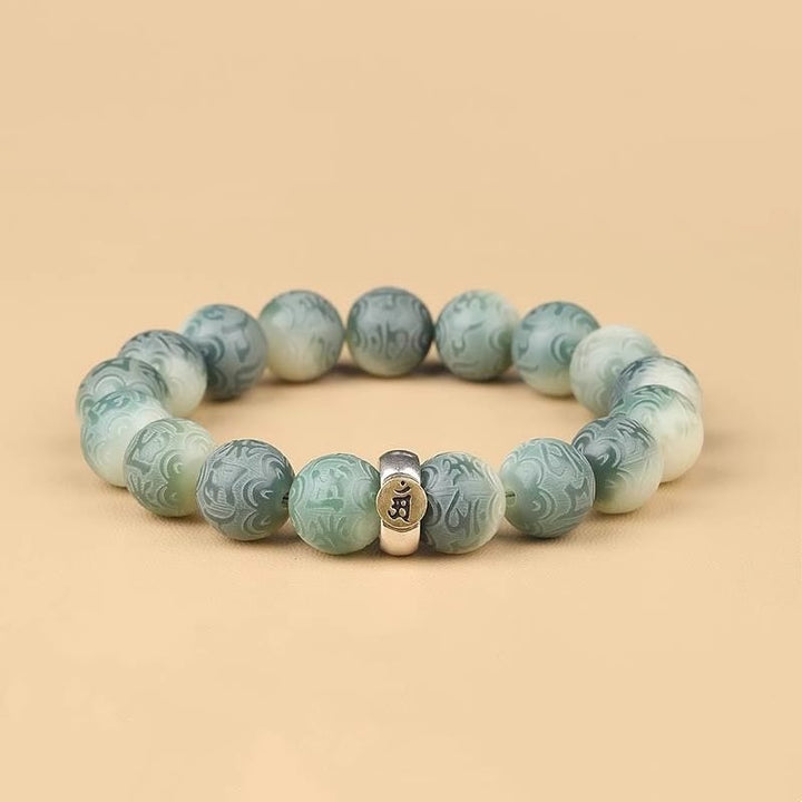 Pulsera de sabiduría grabada con Buddha Stones, zodíaco chino, Buda natal, semilla Bodhi, Om Mani Padme Hum
