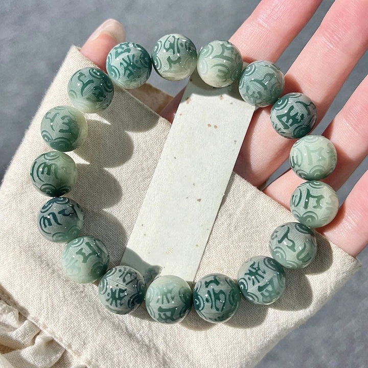 Pulsera de sabiduría grabada con Buddha Stones, zodíaco chino, Buda natal, semilla Bodhi, Om Mani Padme Hum