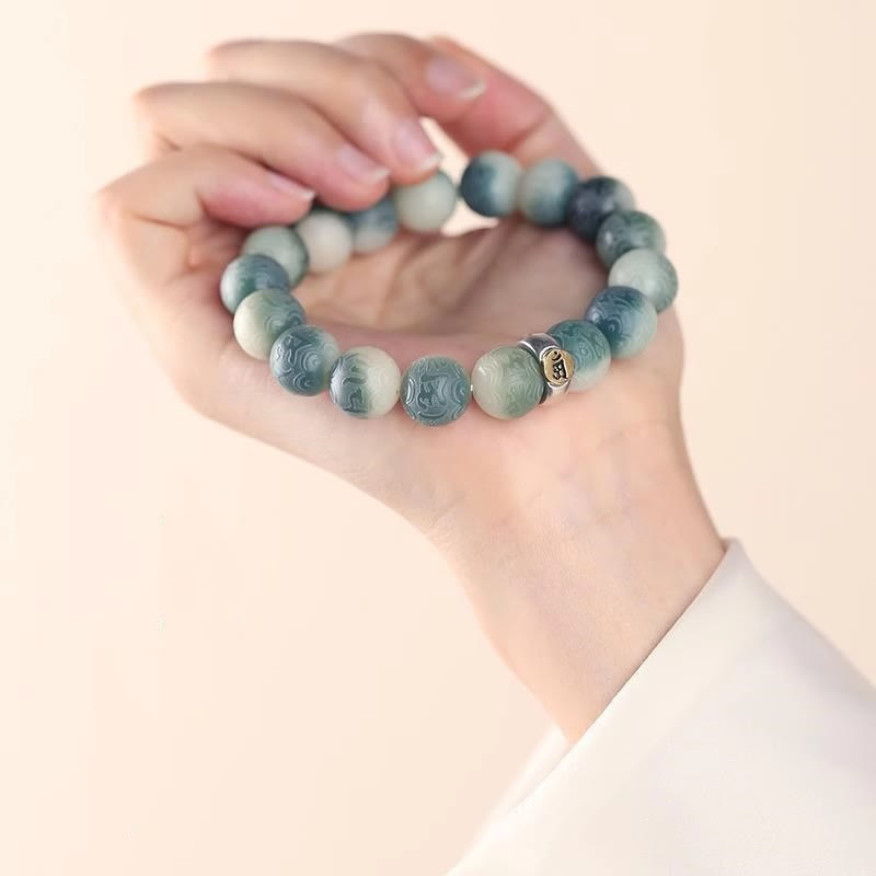 Pulsera de sabiduría grabada con Buddha Stones, zodíaco chino, Buda natal, semilla Bodhi, Om Mani Padme Hum