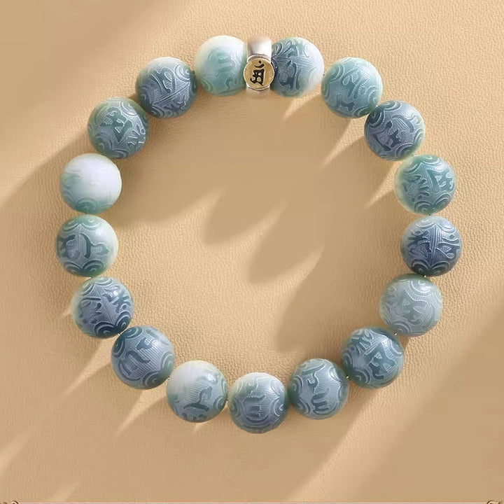 Pulsera de sabiduría grabada con Buddha Stones, zodíaco chino, Buda natal, semilla Bodhi, Om Mani Padme Hum
