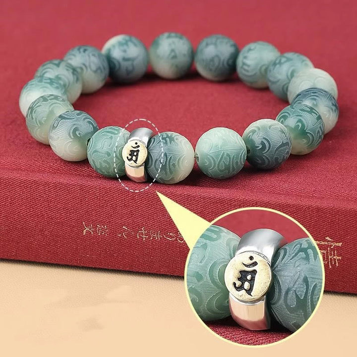 Pulsera de sabiduría grabada con Buddha Stones, zodíaco chino, Buda natal, semilla Bodhi, Om Mani Padme Hum