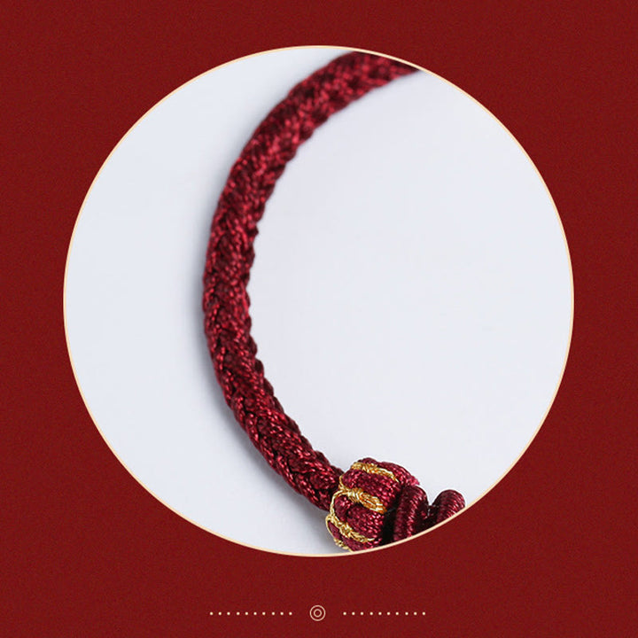 Pulsera de hilo rojo y verde con diseño de vaina de loto y Buddha Stones en plata de ley 999