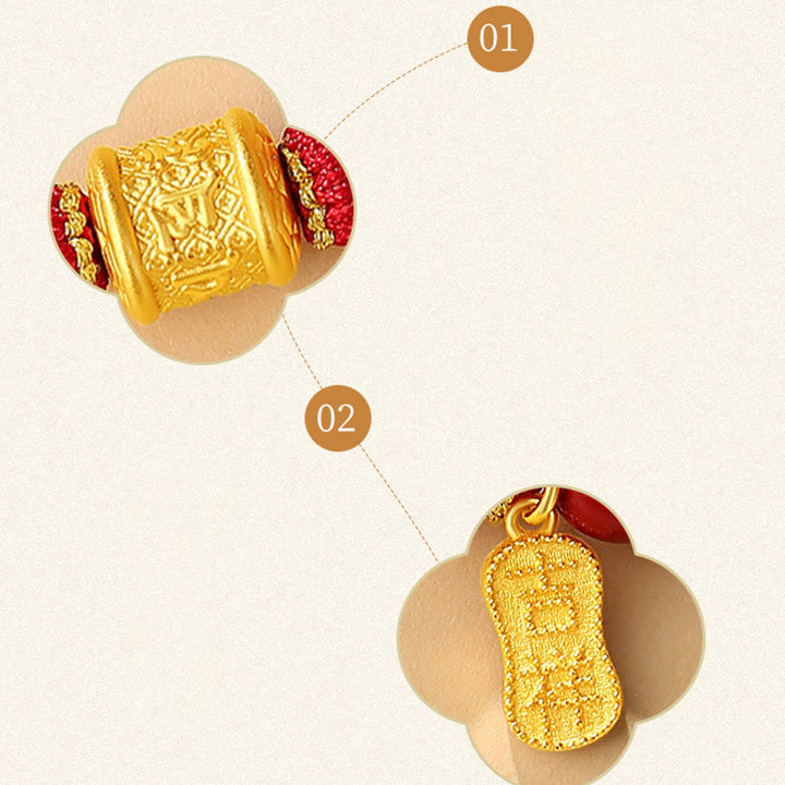 Pulsera de hilo con bendición de cinabrio Om Mani Padme Hum de seis palabras verdaderas en plata de ley 999 con Buddha Stones - image 12