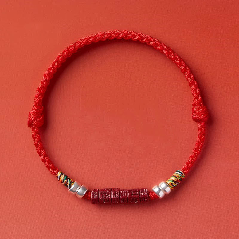 Pulsera para niños y adultos con bendición de cinabrio Om Mani Padme Hum en plata de ley 925 y Buddha Stones