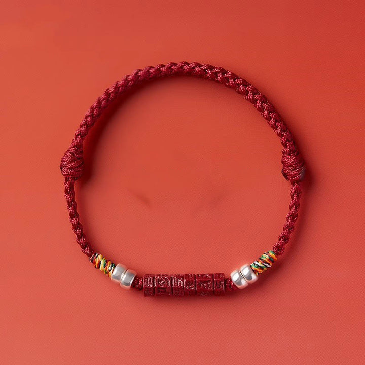 Pulsera para niños y adultos con bendición de cinabrio Om Mani Padme Hum en plata de ley 925 y Buddha Stones