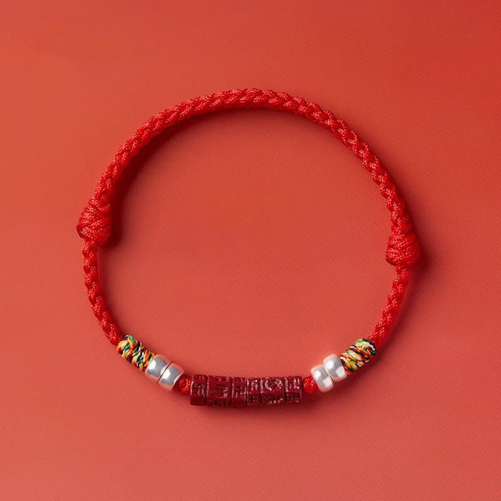 Pulsera para niños y adultos con bendición de cinabrio Om Mani Padme Hum en plata de ley 925 y Buddha Stones