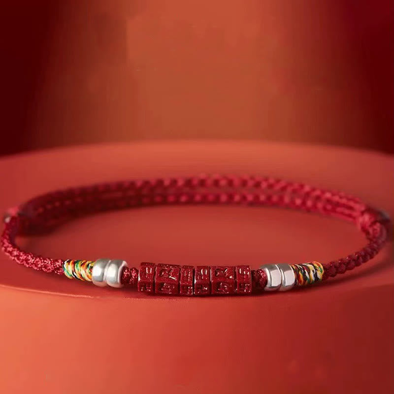 Pulsera para niños y adultos con bendición de cinabrio Om Mani Padme Hum en plata de ley 925 y Buddha Stones