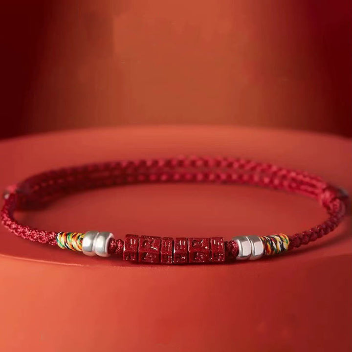 Pulsera para niños y adultos con bendición de cinabrio Om Mani Padme Hum en plata de ley 925 y Buddha Stones