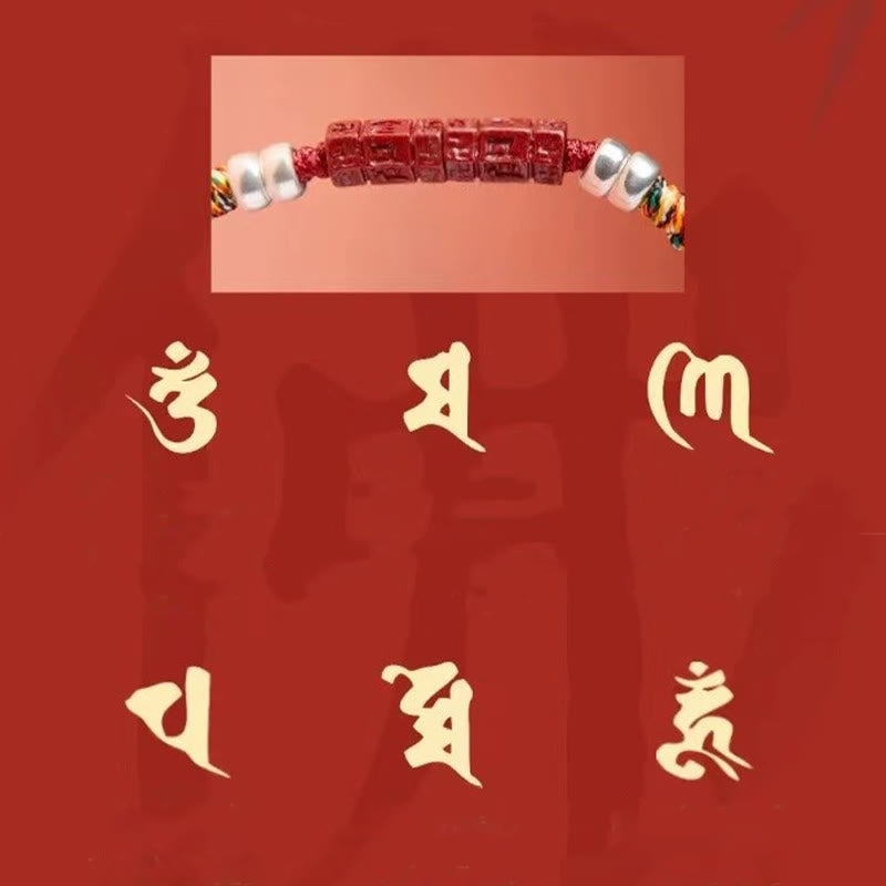 Pulsera para niños y adultos con bendición de cinabrio Om Mani Padme Hum en plata de ley 925 y Buddha Stones