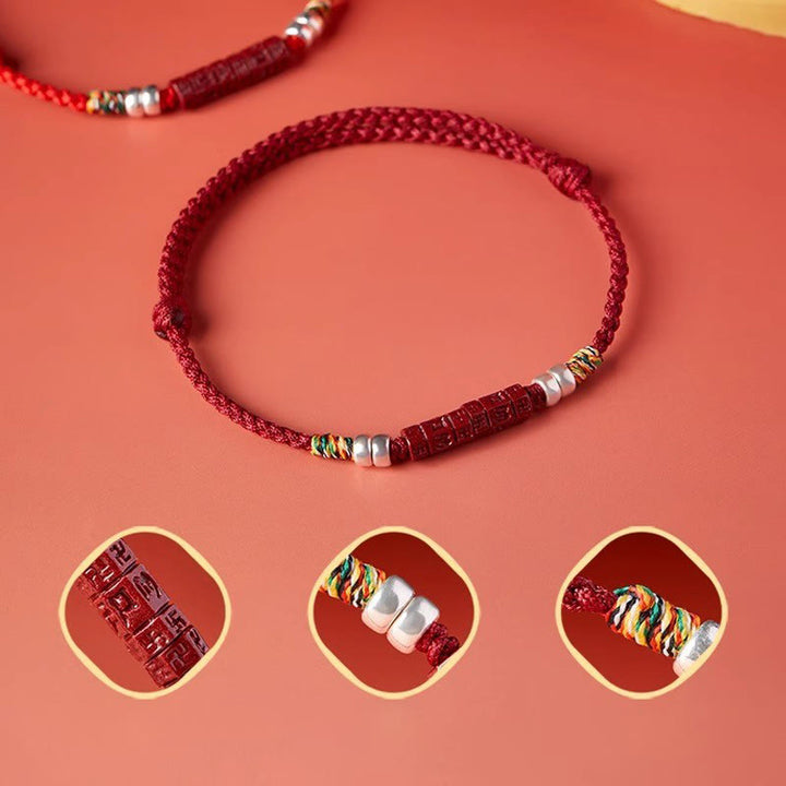 Pulsera para niños y adultos con bendición de cinabrio Om Mani Padme Hum en plata de ley 925 y Buddha Stones