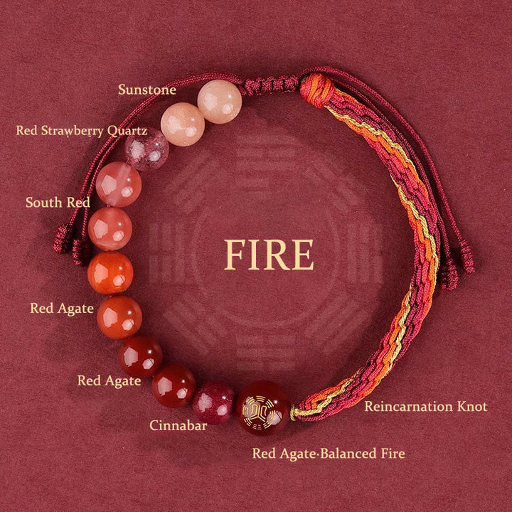 Pulsera trenzada con nudo de reencarnación de la riqueza y ágata de cristal con cinco elementos y Buddha Stones