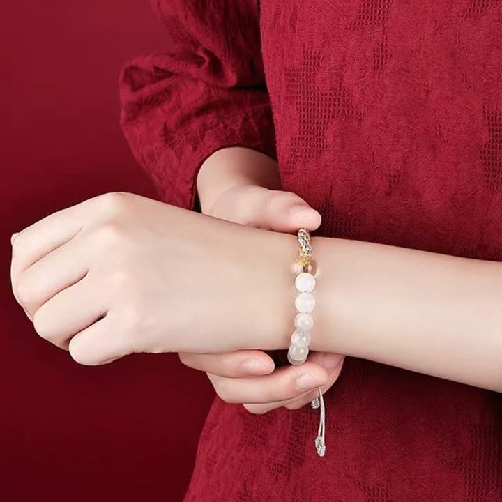 Pulsera trenzada con nudo de reencarnación de la riqueza y ágata de cristal con cinco elementos y Buddha Stones