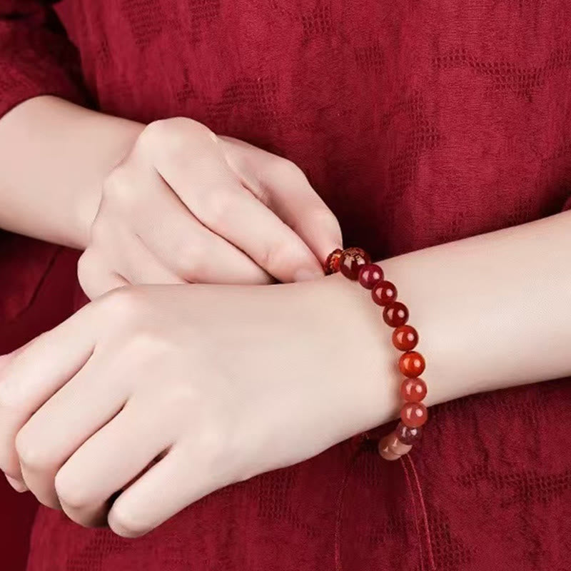 Pulsera trenzada con nudo de reencarnación de la riqueza y ágata de cristal con cinco elementos y Buddha Stones