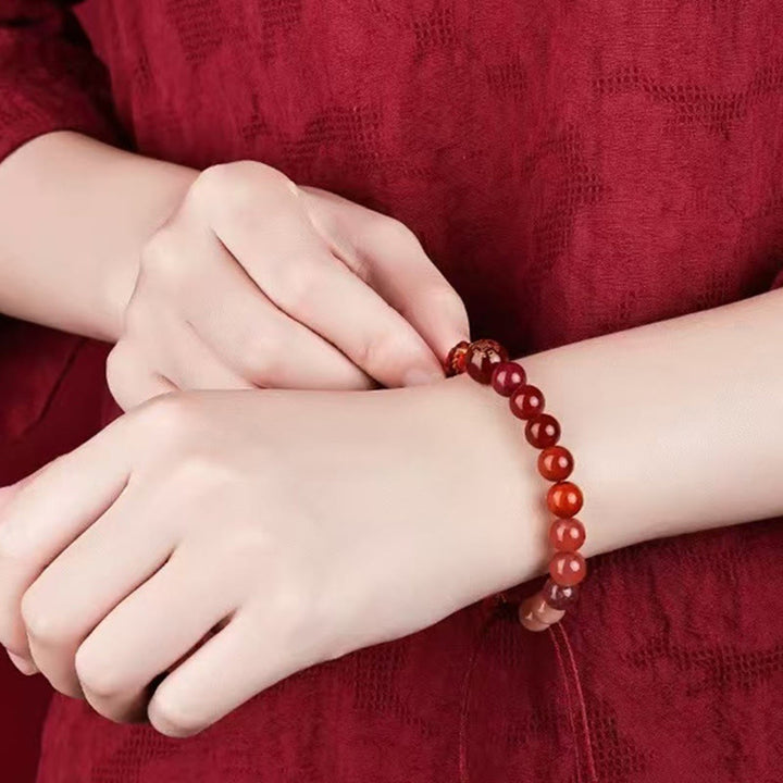 Pulsera trenzada con nudo de reencarnación de la riqueza y ágata de cristal con cinco elementos y Buddha Stones