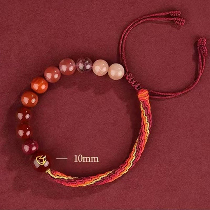 Pulsera trenzada con nudo de reencarnación de la riqueza y ágata de cristal con cinco elementos y Buddha Stones
