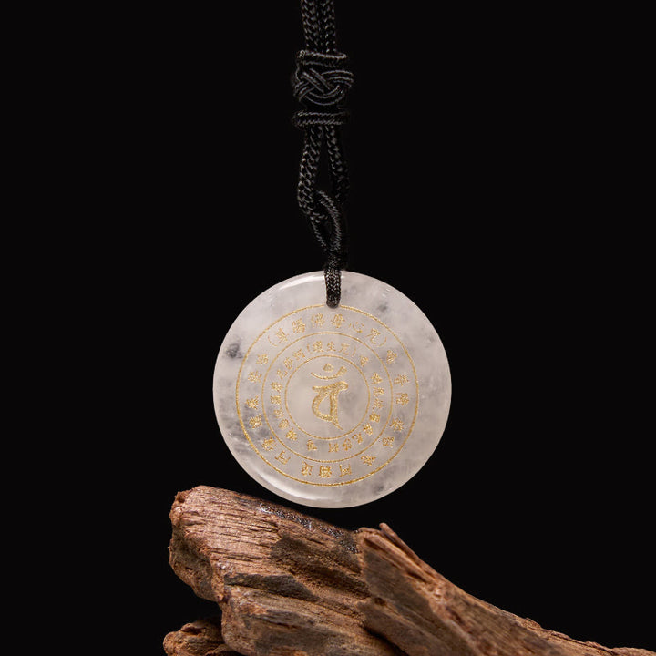 Buddha Stones Vairocana Tathagata Mantra sánscrito varios cristales negro obsidiana verde Aventurina fuerza COLLAR COLGANTE