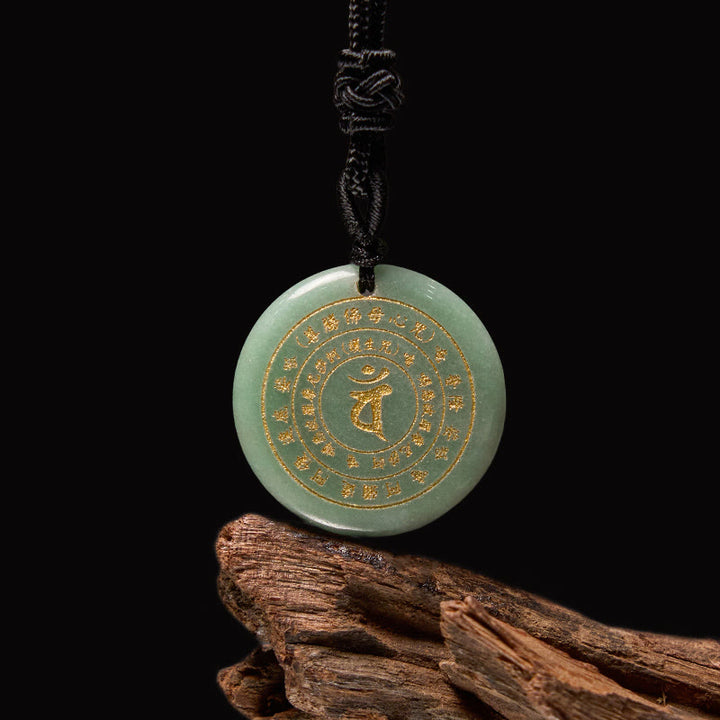 Buddha Stones Vairocana Tathagata Mantra sánscrito varios cristales negro obsidiana verde Aventurina fuerza COLLAR COLGANTE