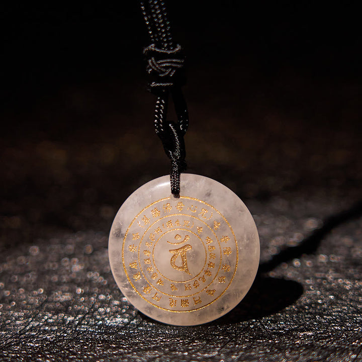 Buddha Stones Vairocana Tathagata Mantra sánscrito varios cristales negro obsidiana verde Aventurina fuerza COLLAR COLGANTE