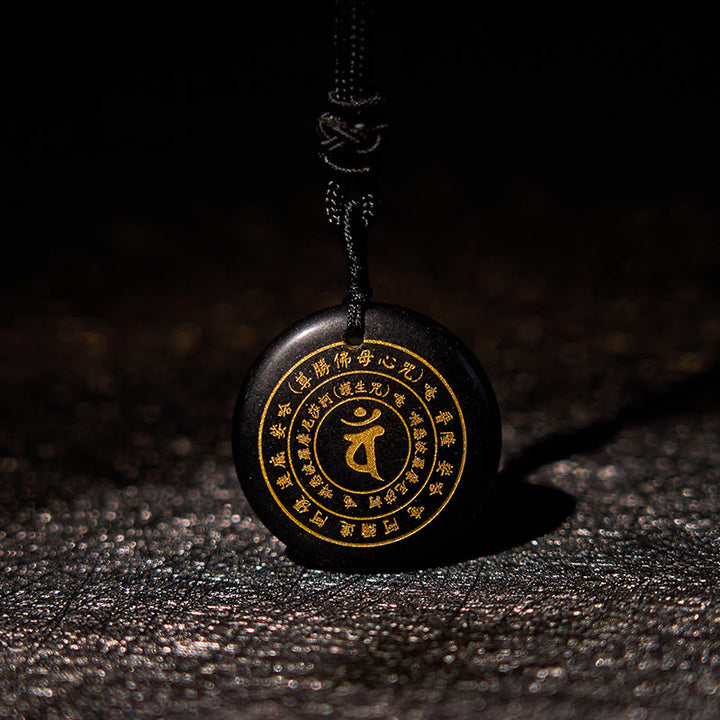 Buddha Stones Vairocana Tathagata Mantra sánscrito varios cristales negro obsidiana verde Aventurina fuerza COLLAR COLGANTE