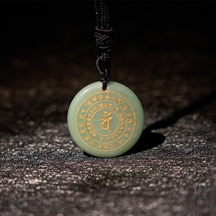Buddha Stones Vairocana Tathagata Mantra sánscrito varios cristales negro obsidiana verde Aventurina fuerza COLLAR COLGANTE