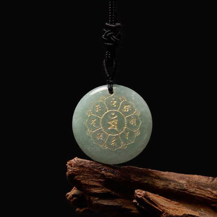 Collar con colgante de fuerza de obsidiana negra, Buddha Stones Om Mani Padme Hum naturales, varios cristales