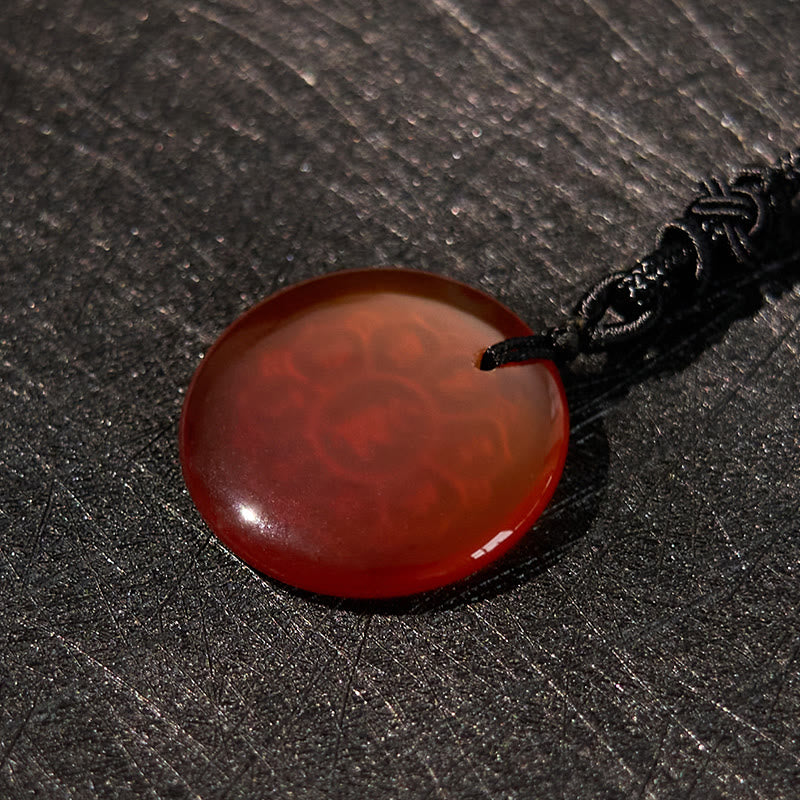 Collar con colgante de fuerza de obsidiana negra, Buddha Stones Om Mani Padme Hum naturales, varios cristales
