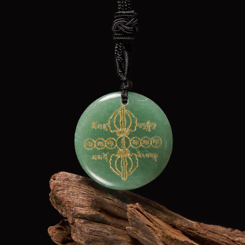 Buddha Stones Vajra Dorje patrón sánscrito Natural varios cristales negro obsidiana cumplimiento collar colgante