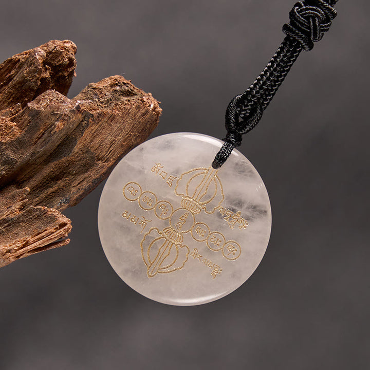 Buddha Stones Vajra Dorje patrón sánscrito Natural varios cristales negro obsidiana cumplimiento collar colgante