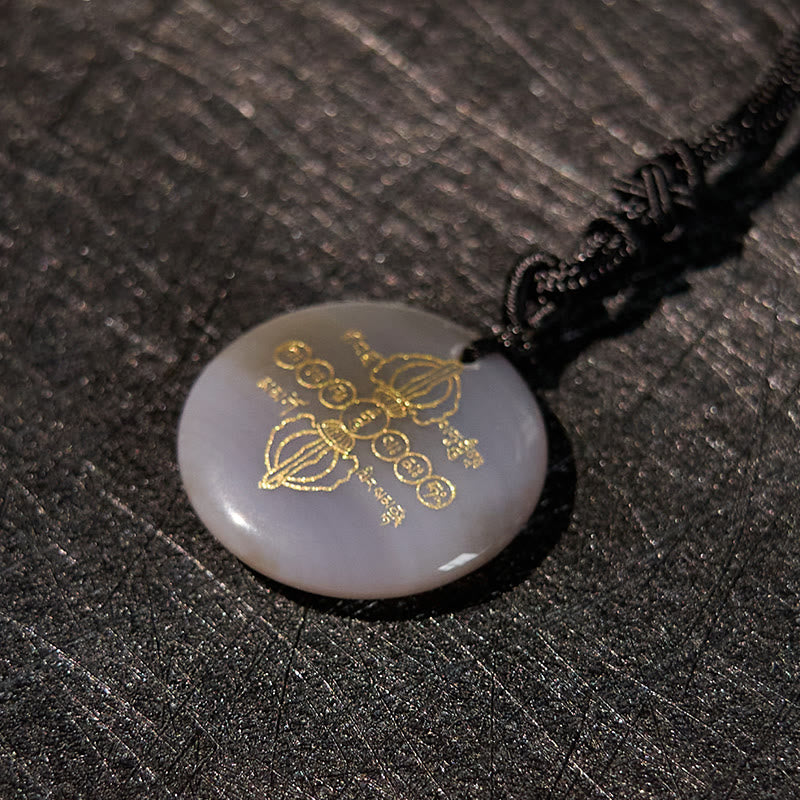 Buddha Stones Vajra Dorje patrón sánscrito Natural varios cristales negro obsidiana cumplimiento collar colgante