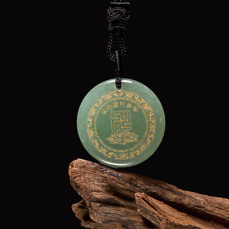 Colgante de collar de purificación de obsidiana negra de cristal Natural con diseño de loto y esvástica de Buddha Stones