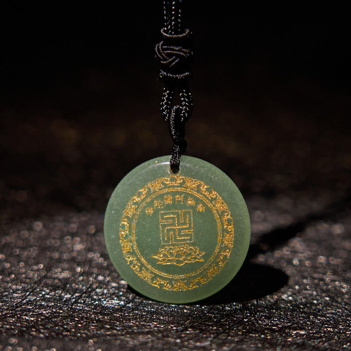 Colgante de collar de purificación de obsidiana negra de cristal Natural con diseño de loto y esvástica de Buddha Stones
