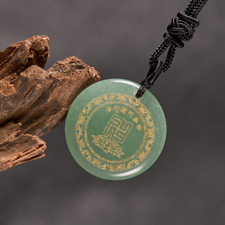 Colgante de collar de purificación de obsidiana negra de cristal Natural con diseño de loto y esvástica de Buddha Stones