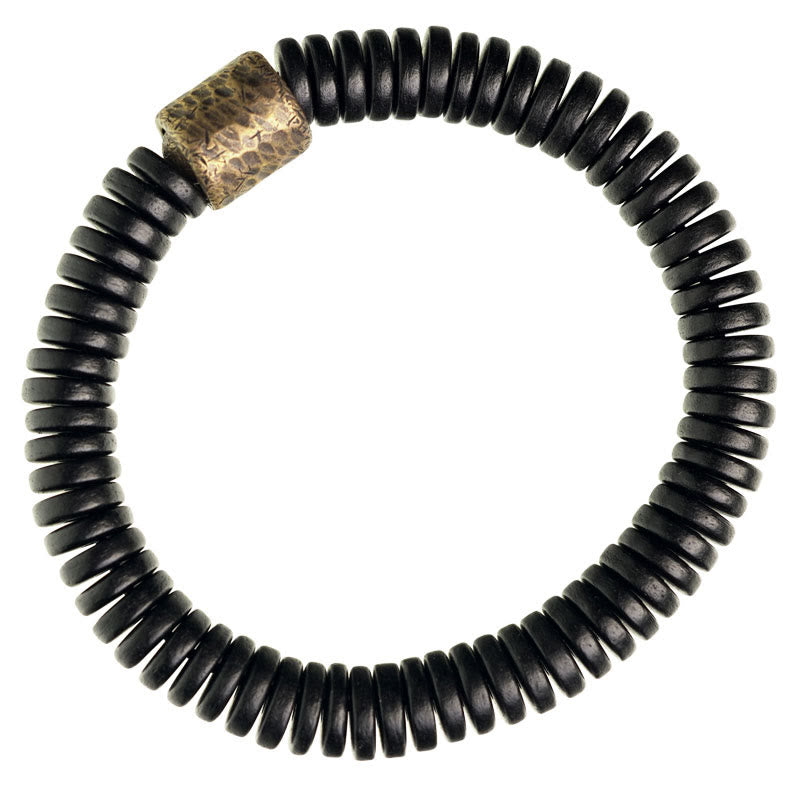 Pulsera de calma con Buddha Stones, madera de ébano, cobre y latón