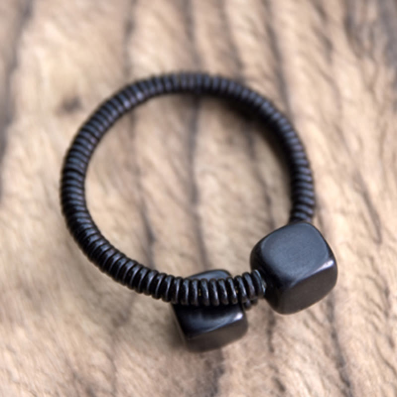 Pulsera de equilibrio con forma de cubo de sándalo verde y madera de ébano y Buddha Stones